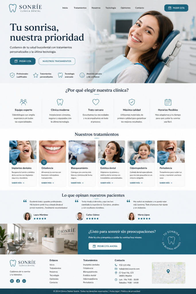 ejemplo de diseño web para clínica dental optimizada para captar pacientes desde Google